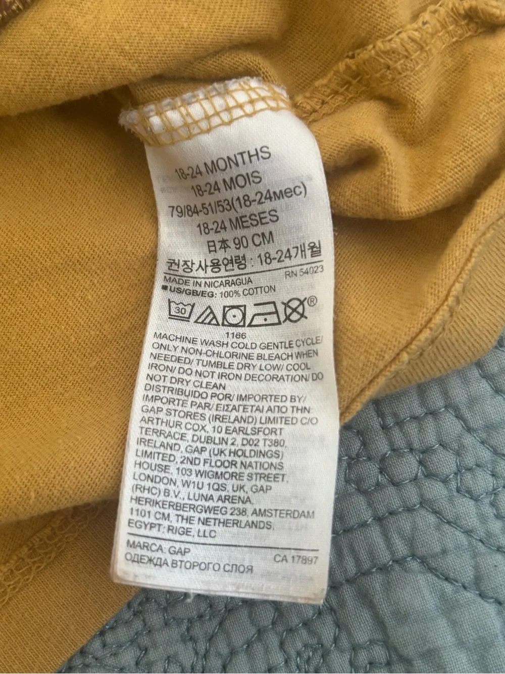 GAP Mustard Yellow Construction Graphic Long Sleeve Shirt